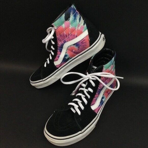 Vans SK8 Hi - Men's Size 5.5/Women's Size 7- Black Tie-Dye Skate Shoes - 500714 - Picture 1 of 8